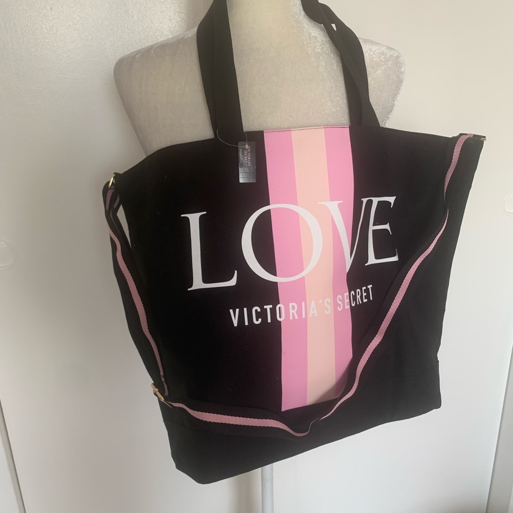 VICTORIAS SECRET |  large black zip tote